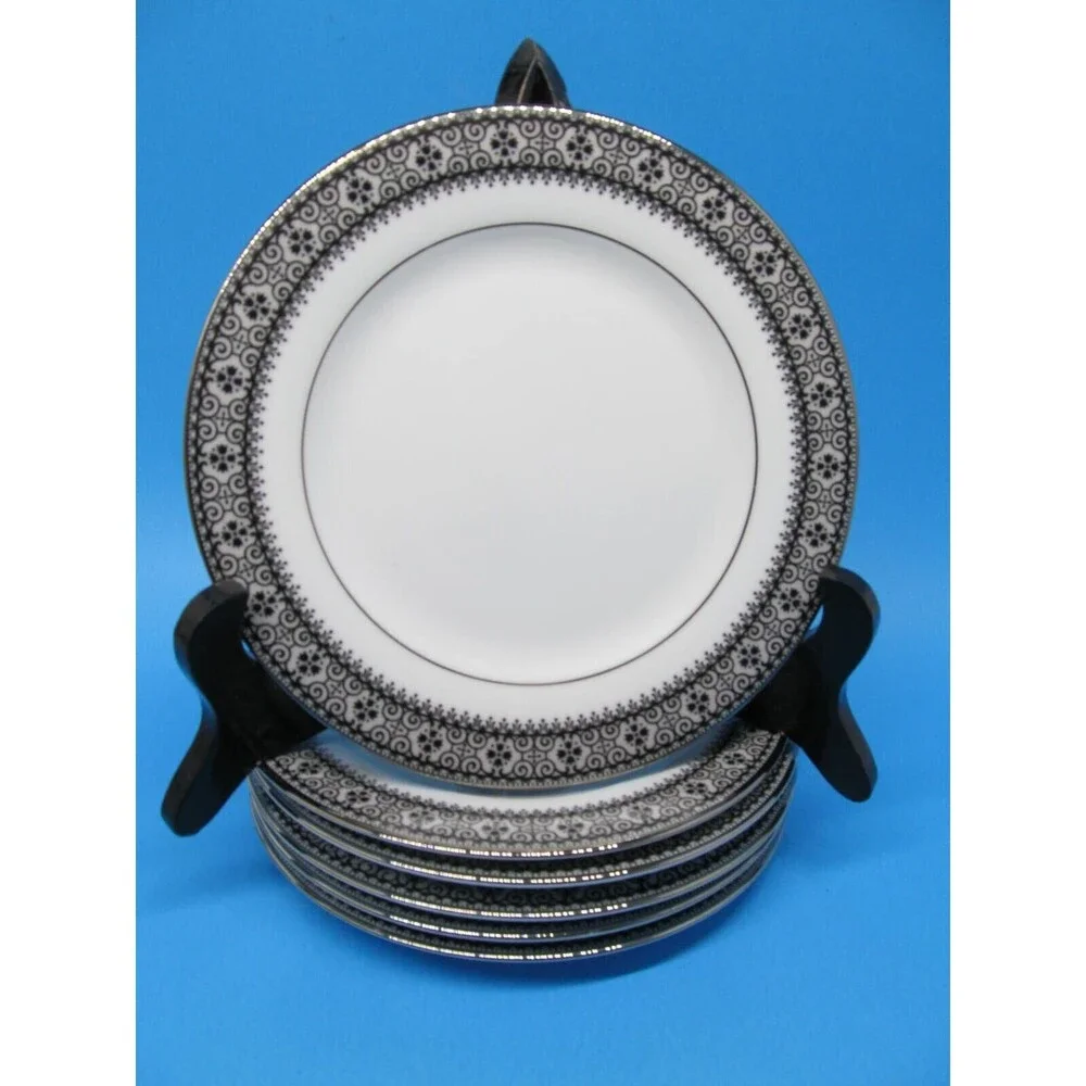 Noritake  Segovia Set Of 6 Black And White 6 1/2